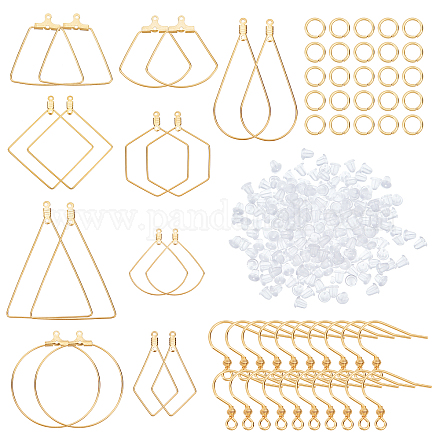 DICOSMETIC 20pcs 10 Styles Golden Hoop Earring Findings 304 Stainless Steel Assorted Geometric Earrings with 20pcs Earring Hooks Wire Pendants with 60pcs Plastic Ear Nuts for Jewelry Making STAS-DC0001-49-1
