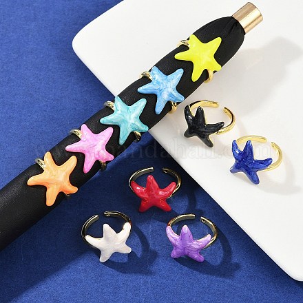 Латунные эмалевые регулируемые манжеты для женщин RJEW-G357-01L-1