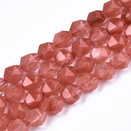 Chapelets de perles en verre de quartz de cerise G-S368-016B-1