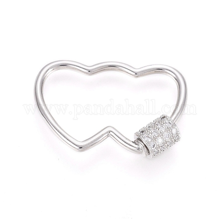 Brass Micro Pave Clear Cubic Zirconia Screw Carabiner Lock Charms ZIRC-L085-01P-1