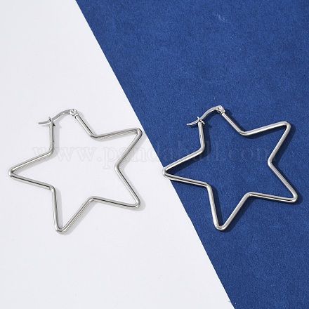 Серьги-кольца из нержавеющей стали 201 EJEW-A052-17A-P-1