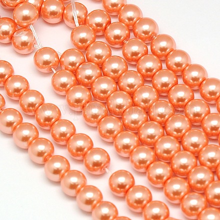 Hebras de cuentas redondas de perlas de vidrio teñidas ecológicas X-HY-A002-10mm-RB113-1