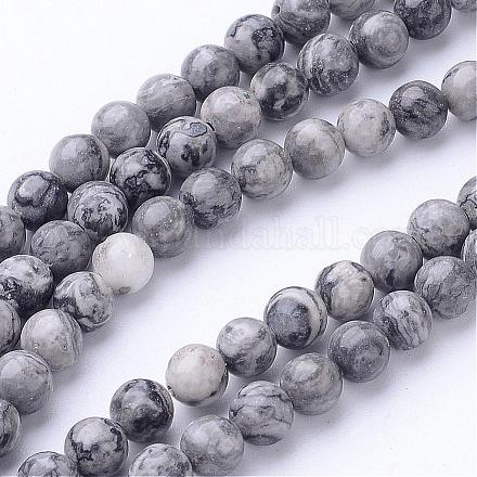 Natural Map Stone/Picasso Stone/Picasso Jasper Beads Strands G-D855-16-6mm-1