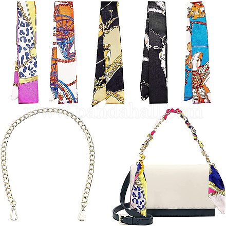 WADORN Silk Ribbon Purse Chain Handles with 5 Colors Wrap Ribbon FIND-WR0002-16-1