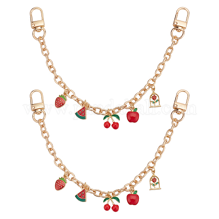 2 шт. сплав огнеупорный кирпич эмаль фрукты подвеска кабель цепочка кошелек декоративные цепи HJEW-ME00012-1