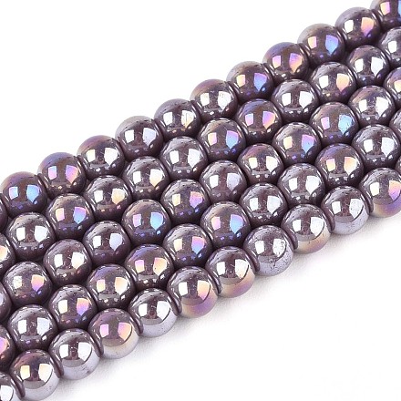 Гальванические непрозрачные стеклянные бусины GLAA-T032-P4mm-AB15-1