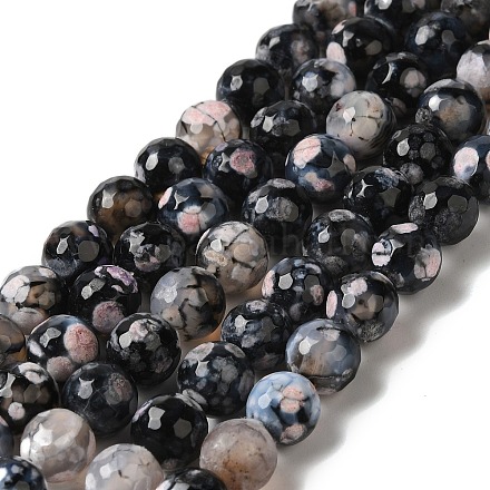 Нити окрашенных и нагретых натуральных агатовых бус с огненным кракелюром G-P539-C01-06-1