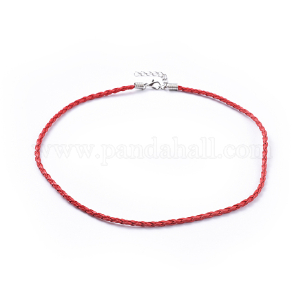 Red Braided Imitation Leather Necklace Cords X-NCOR-R026-6-1
