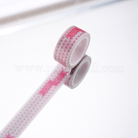 DIYスクラップブック装飾紙テープ  マスキングテープ  愛あなたとハート  バレンタインデーのために  ピンク  15mm  5m /ロール（5.46ヤード/ロール） DIY-F016-P-09-1