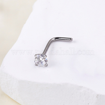 Г-образные кольца для носа в стиле бохо из нержавеющей стали 304 с прозрачными кубическими цирконами FS-WG96CDA-11-1