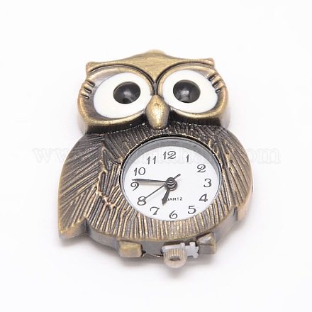 Vintage Owl Alloy Quartz Watch Heads Pendants for Pocket Watch Necklace Making WACH-M109-14-1