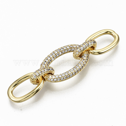 Brass Micro Pave Clear Cubic Zirconia Links Connectors KK-S061-45G-NR-1