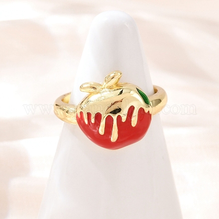 Кольца-манжеты с фруктами и яблоками из латуни и эмали RJEW-C139-19B-G-1