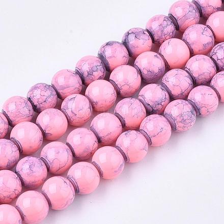 Spray Painted Glass Bead Strands GLAD-S075-4mm-68-1