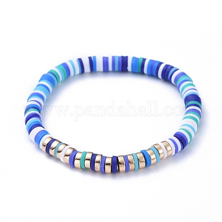 Handmade Polymer Clay Heishi Beads Stretch Bracelets BJEW-JB05300-04-1