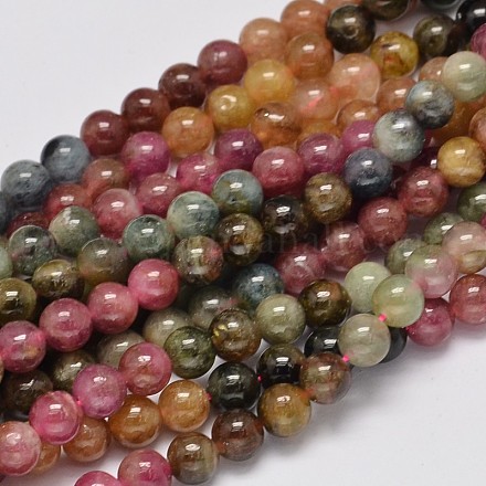 Round Natural Tourmaline Beads Strands G-K068-19-6mm-1