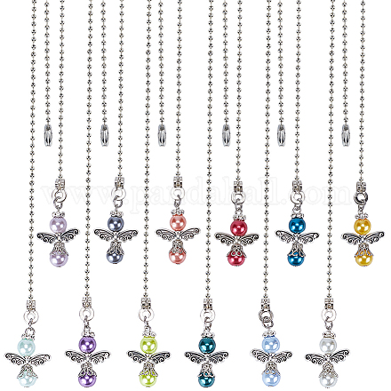 CRASPIRE 12 Color Angle Ceiling Fan Pull Chain Extender Charm Pendant Crystal Decorative 12.6 Inch Extension Connector Ball Bead Cord Replacement Hanging Ornaments for Lighting Lamp Bedroom Decor AJEW-AB00130-1