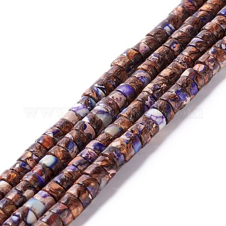 Assembled Synthetic Bronzite and Imperial Jasper Beads Strands G-I318-03A-1