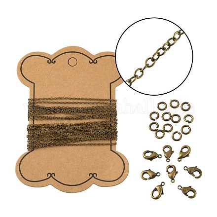 Kits de fabrication de colliers de chaînes de câbles en laiton ovales de 3 m de bricolage DIY-FS0001-21AB-1