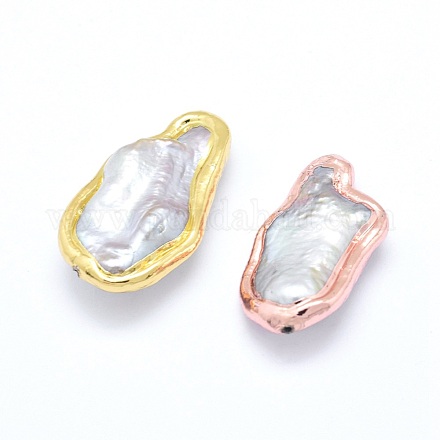 Perles de culture d'eau douce de perles baroques naturelles PEAR-G005-10-1