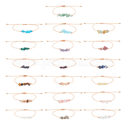 Anattasoul 19 pz 19 stili naturali e sintetici misti di pietre preziose e trucioli di vetro intrecciati braccialetti di perline per le donne BJEW-AN0001-43-1