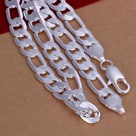 Popolari collane a catena da uomo in ottone placcato color argento figaro NJEW-BB12824-1
