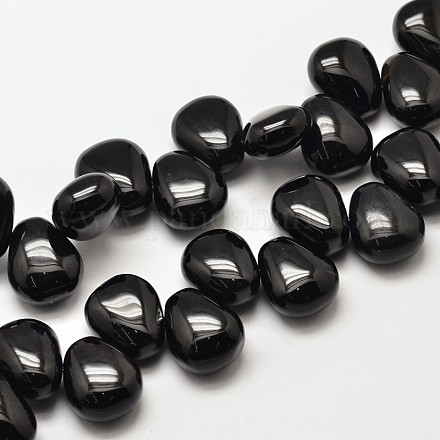 Крашеные бусины в форме капли из натурального черного оникса G-P094-05-1