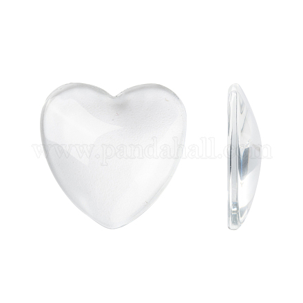 Cabuchones de corazón de cristal transparente X-GGLA-R021-25mm-1