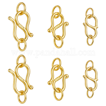 6 шт. 3 стиля 925 S-образные застежки из стерлингового серебра STER-ME0001-38-1