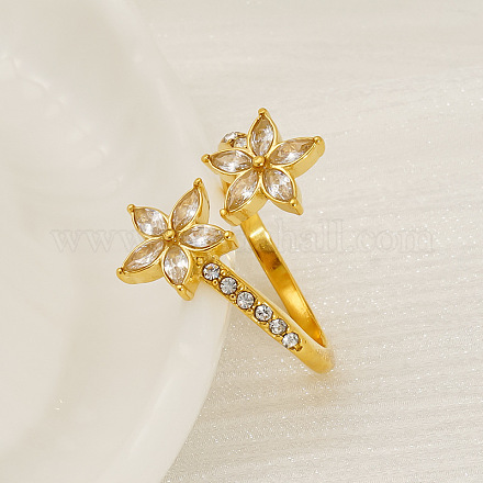 Кольца-манжеты из нержавеющей стали 304 с микропаве из кубического циркония и стразами RJEW-V008-01G-02-1