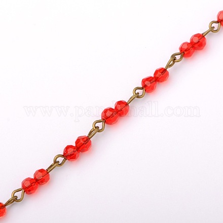 Handmade Round Glass Beads Chains for Necklaces Bracelets Making AJEW-JB00069-06-1