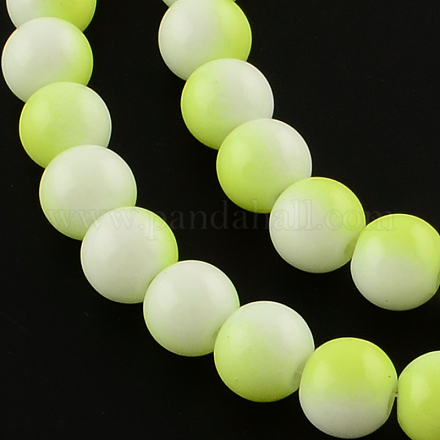 Two-Color Baking Painted Glass Bead Strands DGLA-R050-8mm-22-1