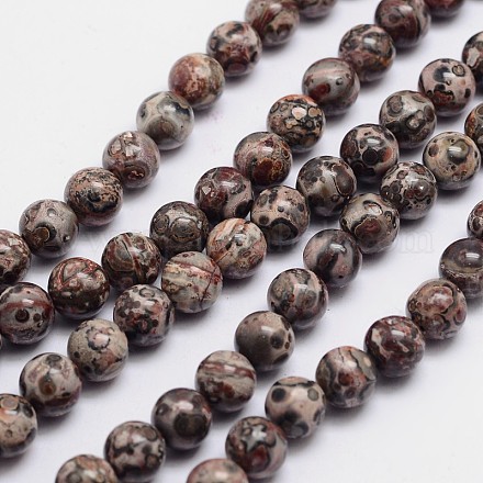 Brins de perles rondes de jaspe en peau de léopard naturel G-L419-42-1
