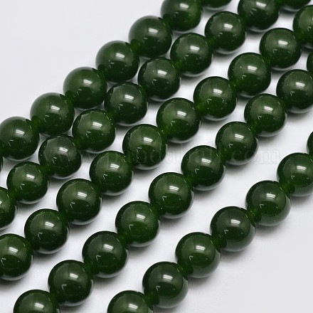 Chapelets de perles en jade de malaisie naturelle et teinte G-A146-10mm-A28-1