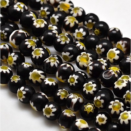 Round Millefiori Glass Beads Strands X-LK-P002-08-1