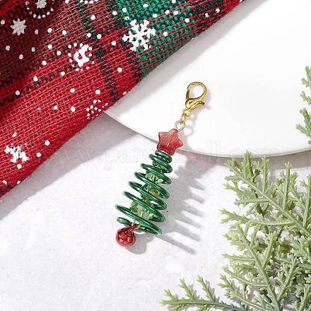 Подвеска-колокольчик из стекла и латуни на рождественскую елку HJEW-JM04255-1