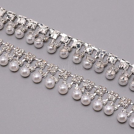 Cadenas de copa de latón y abs de imitación de perlas y rhinestone CHC-WH0007-01-1