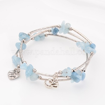 Trois boucles turquoises naturelles bracelets d'emballage perles X-BJEW-JB02331-02-1