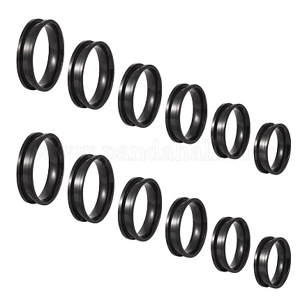 Pandahall 12Pcs 6 Size 201 Stainless Steel Grooved Finger Ring Settings RJEW-TA0001-05EB-1
