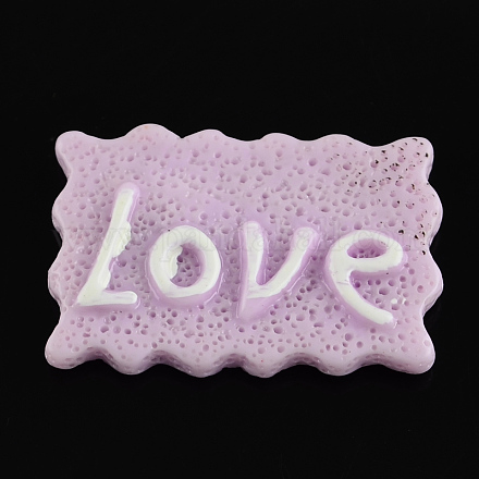 Rectángulo con cabochons de la resina la palabra amor para el día de San Valentín CRES-S245-21-1