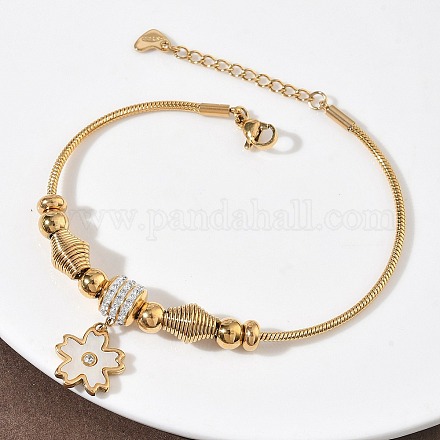 Браслеты с подвесками из полимерной глины и 201 нержавеющей стали в европейском стиле с натуральными ракушками BJEW-G765-03G-01-1