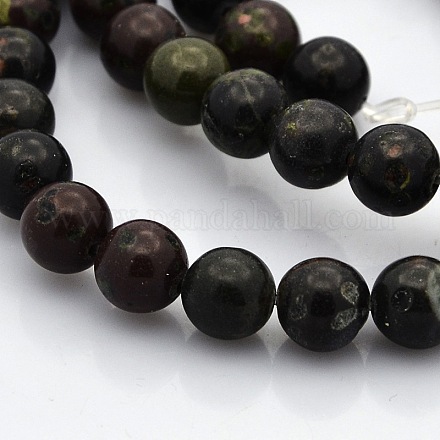 Runde natürlichen Pflaume Jaspis Perlen Stränge G-N0120-37-8mm-1