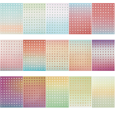 5 комплект 5 стилей градиентных цветных наклеек из ПВХ с буквами и цифрами DIY-GF0008-71-1