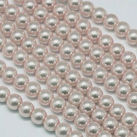Fili di perle rotonde di perle di vetro tinto ecologico HY-A002-4mm-RB007-1