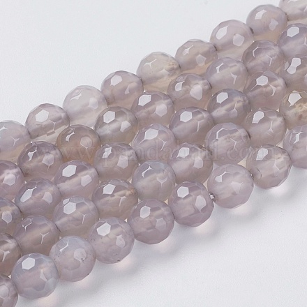 Chapelets de perles en agate grise naturelle G-G580-6mm-08-1