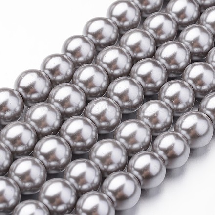 Eco-Friendly Dyed Glass Pearl Round Bead Strands HY-A008-8mm-RB026-1