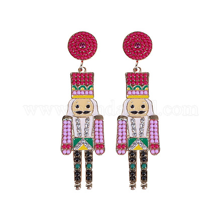 Серьги-гвоздики из сплава с эмалью в форме мультяшного солдата FS-WGA682D-01-1