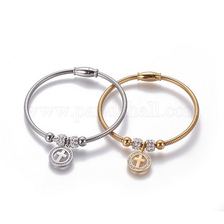 304 Stainless Steel Charms Bangles BJEW-P258-08-1