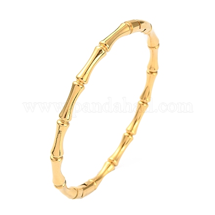 Ion Plating(IP) 304 Stainless Steel Bamboo Hinged Bangle for Women BJEW-D055-04G-1