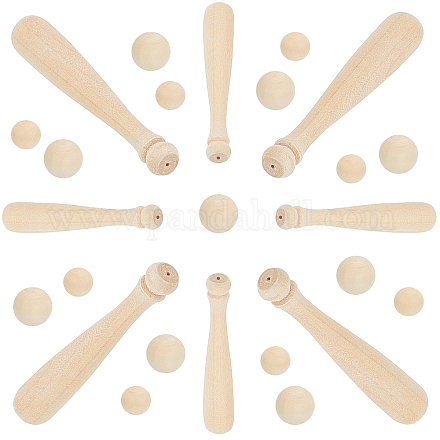 GORGECRAFT 36PCS Unfinished Mini Wooden Baseball Bats and Balls Natural Wood Unpainted 2